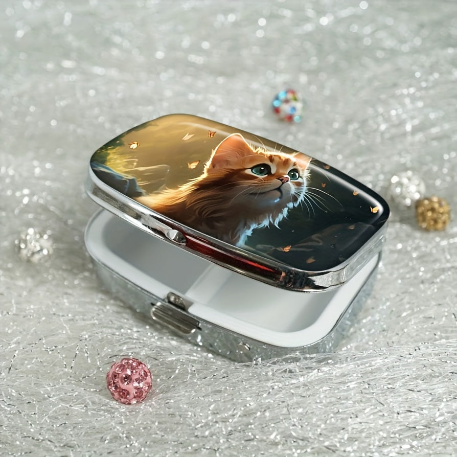 Cat 2 Compartment Pill Box Decorative Medicine Organizer