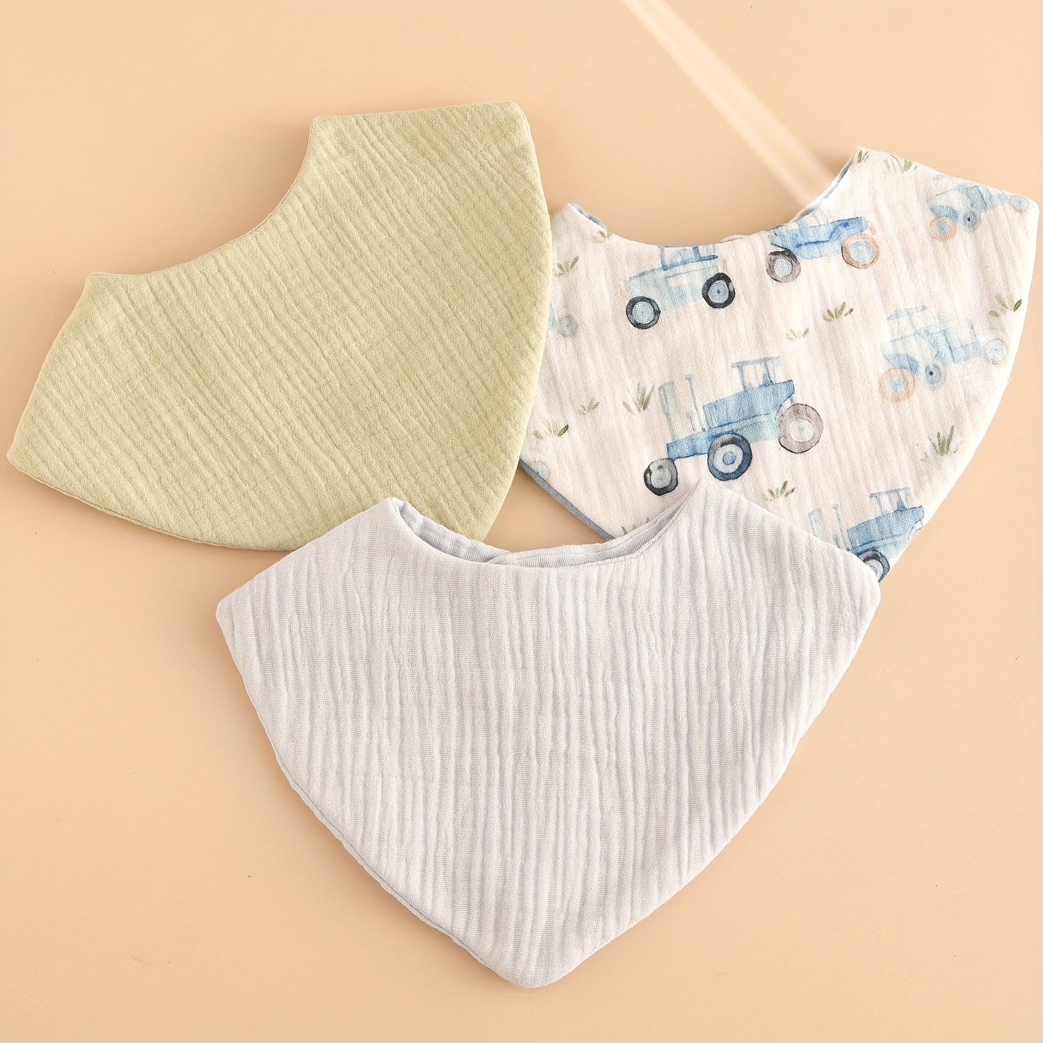 3pcs Baby Organic Cotton Soft Absorbent Detachable Bibs Baby Bandana Gauze