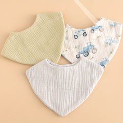 3pcs Baby Organic Cotton Soft Absorbent Detachable Bibs Baby Bandana Gauze