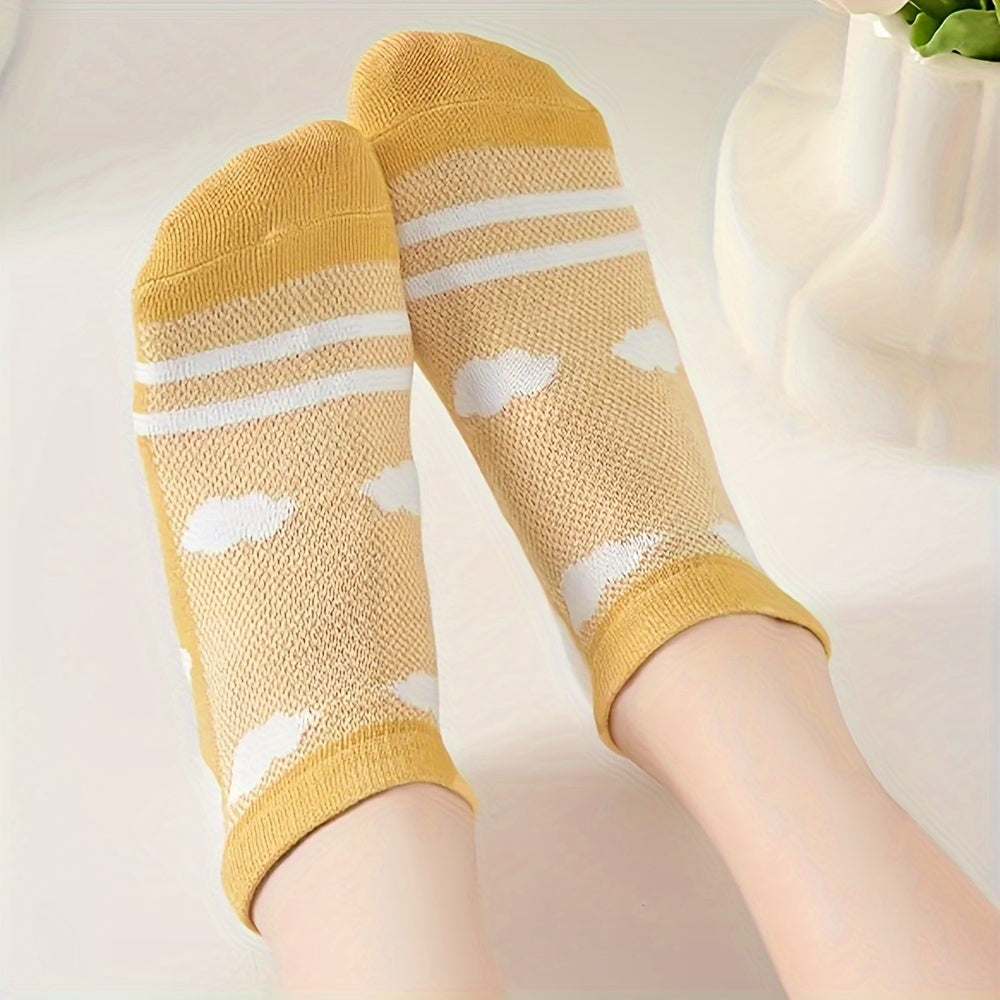 5 Pairs Cartoon Print Low Cut Ankle Socks Women's Stockings