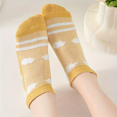 5 Pairs Cartoon Print Low Cut Ankle Socks Women's Stockings