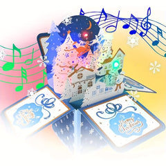 Christmas Happy Music & Lights Santa Tree Snowflakes Night Blessings