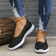 Women's Knitted Flat Loafers Slip On Shoes Lightweight Walking Shoes