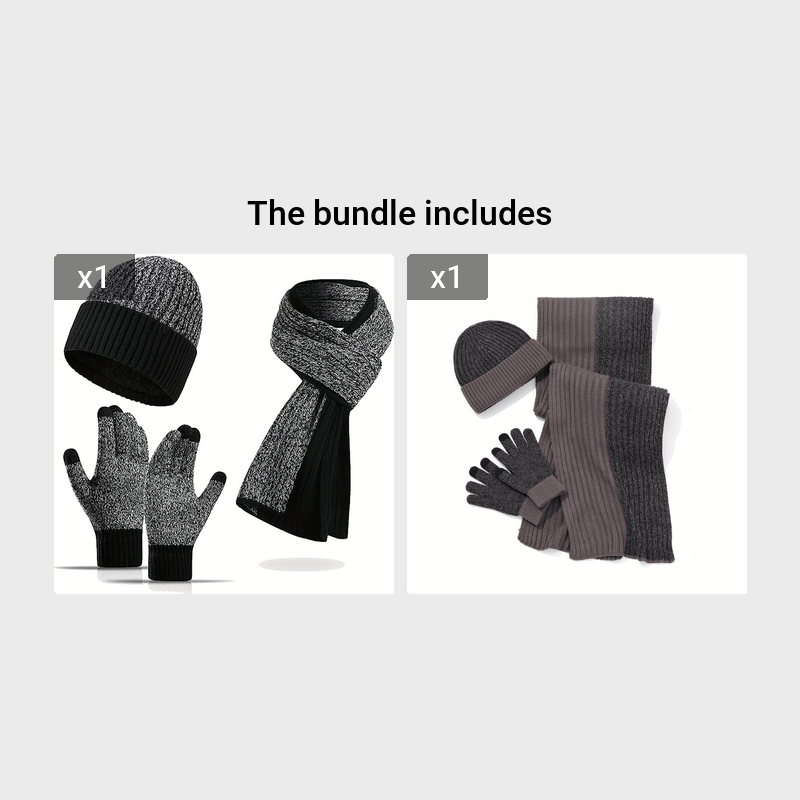 Jacquard Touch Screen Gloves Beanie Hat Scarf Set