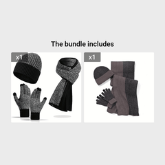 Jacquard Touch Screen Gloves Beanie Hat Scarf Set