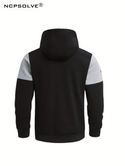 Men's 2 Piece Outfits Block Hooded Zipper Jacket And Sweatpants Set