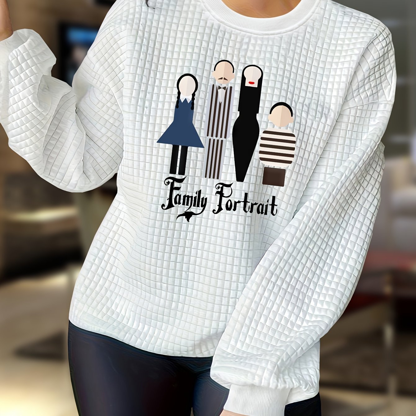  Casual Loungewear Top Women's Plus Letter & Figure Print