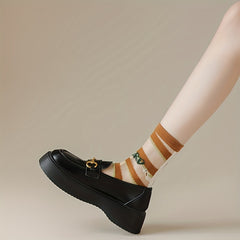 5 Pairs Bunny Print Socks Breathable Mesh Women's Stockings