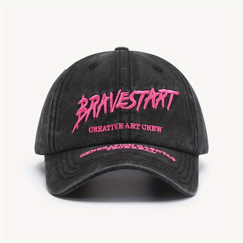 Retro Embroidered Baseball Cap Adjustable Soft Top Hat