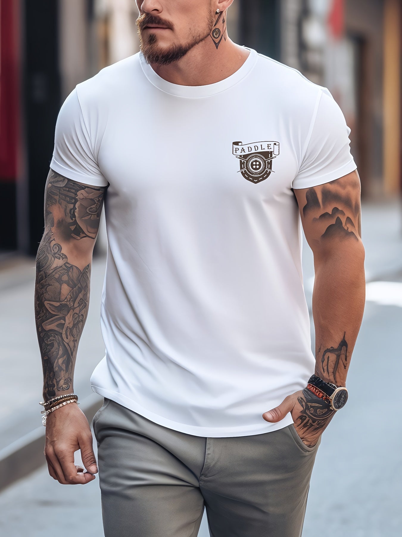 Old TV & Various Pattern Print Men's Comfy T-shirt Graphic Tee
