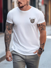 Old TV & Various Pattern Print Men's Comfy T-shirt Graphic Tee