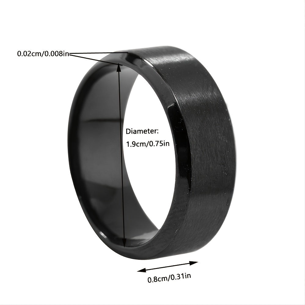 Stainless Steel Ring Matte Finish Beveled Polished Edge Comfort Fit