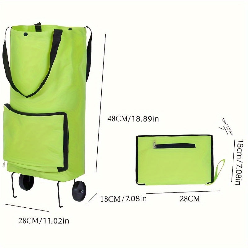Portable Shopping Cart Bag Foldable Trailer Bag With Wheels