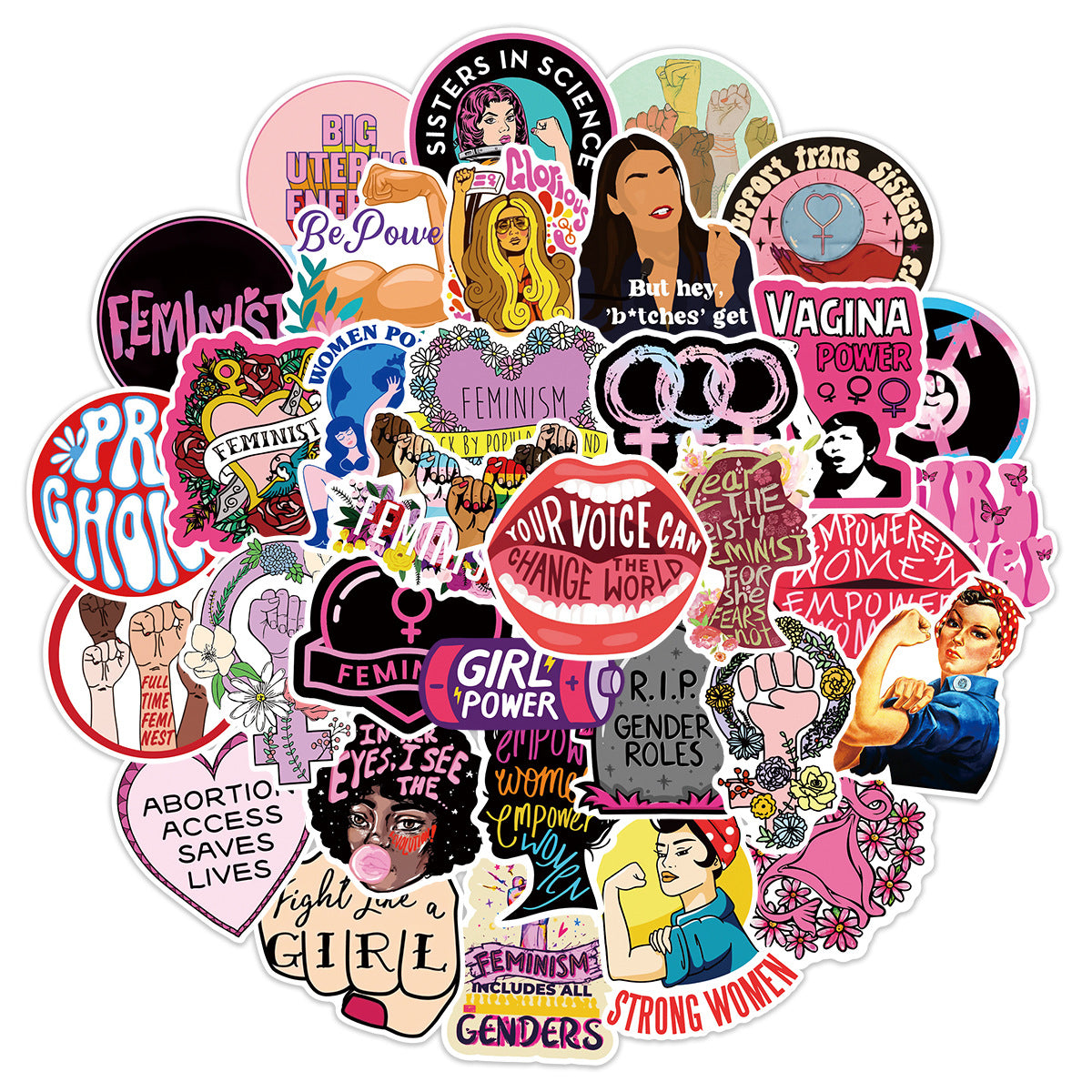 Feminist Anti-Fall Waterproof Stickers - DIY Creative Toys