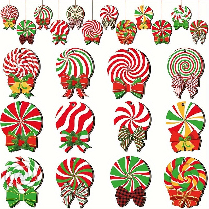 36pcs Christmas Hot Cocoa Wooden Ornaments with Rope Christmas Hanging Ornaments