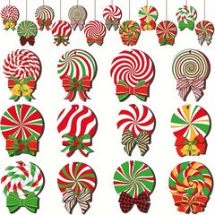 36pcs Christmas Hot Cocoa Wooden Ornaments with Rope Christmas Hanging Ornaments