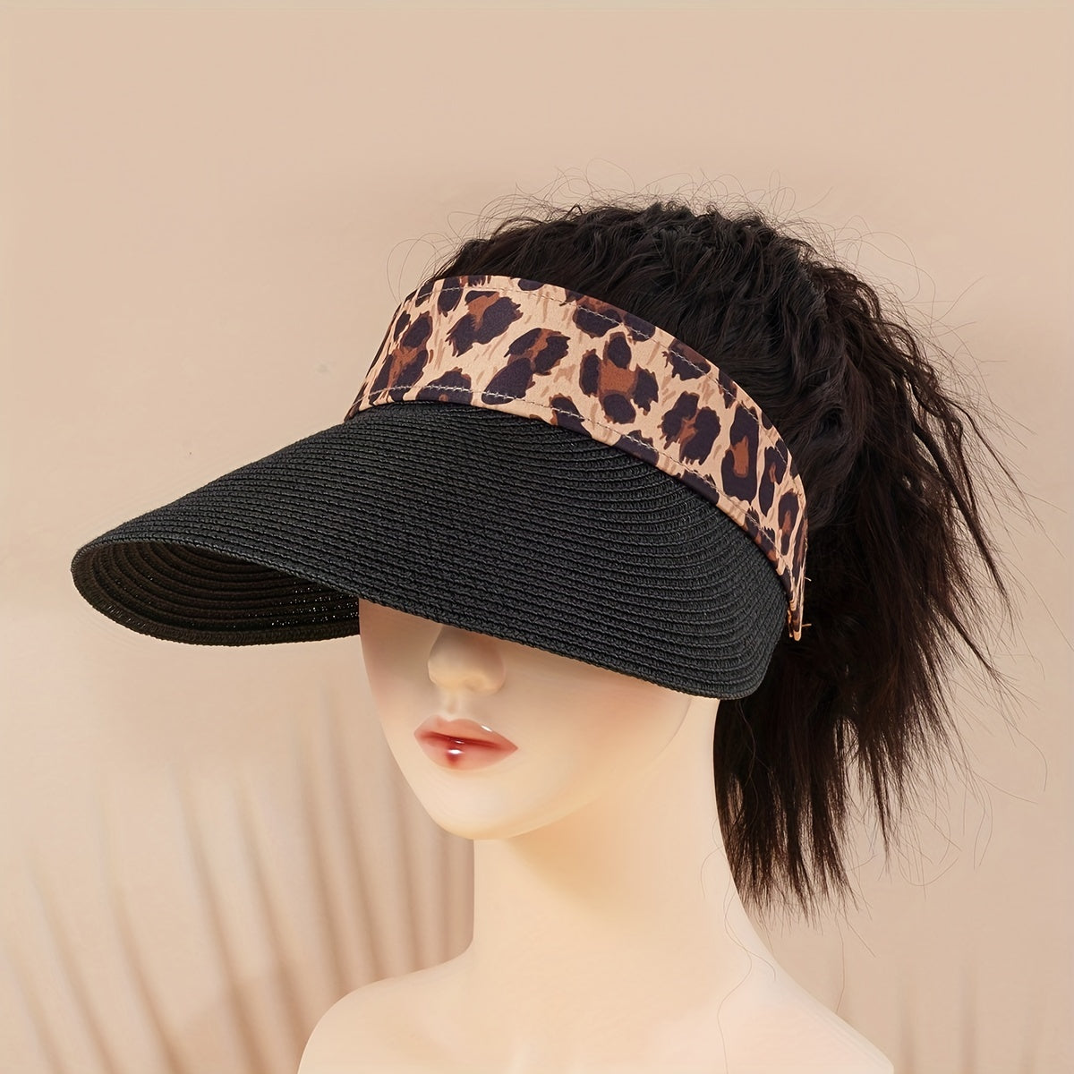 Leopard Block Visor Hat Women UV Protection