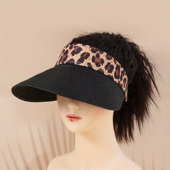 Leopard Block Visor Hat Women UV Protection