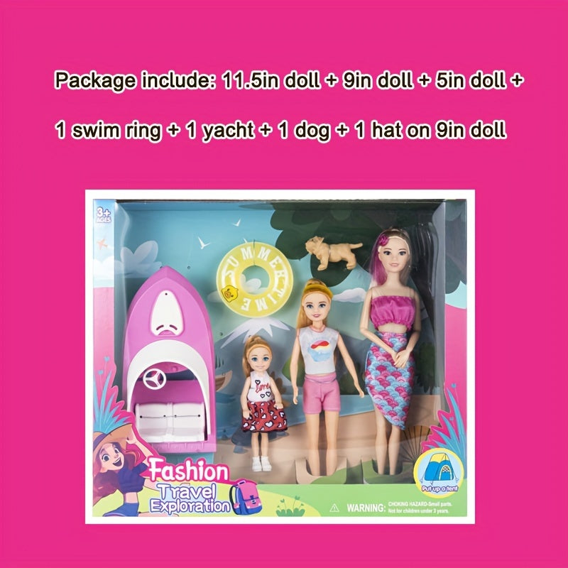 Doll Playset Outdoor Yacht Fast Boats Swim Ring Accessories Giftbox