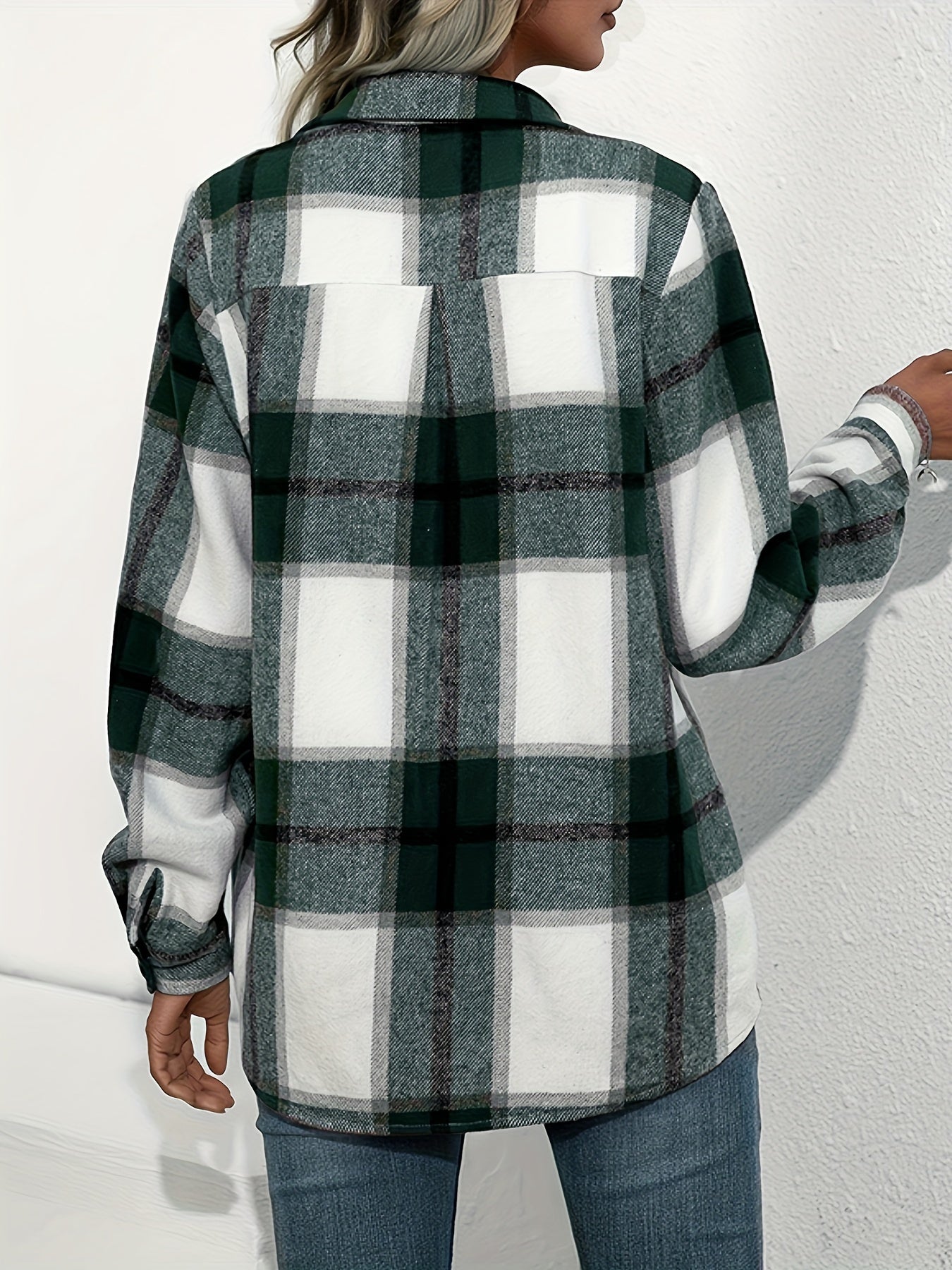  Plaid Print Long Sleeve Button Up Shirt
