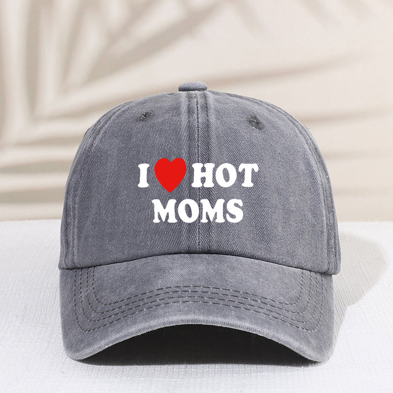 Girl's Mesh Printed I Love My Hot Moms Distressed Baseball Cap For Kids