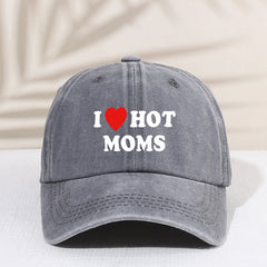 Girl's Mesh Printed I Love My Hot Moms Distressed Baseball Cap For Kids