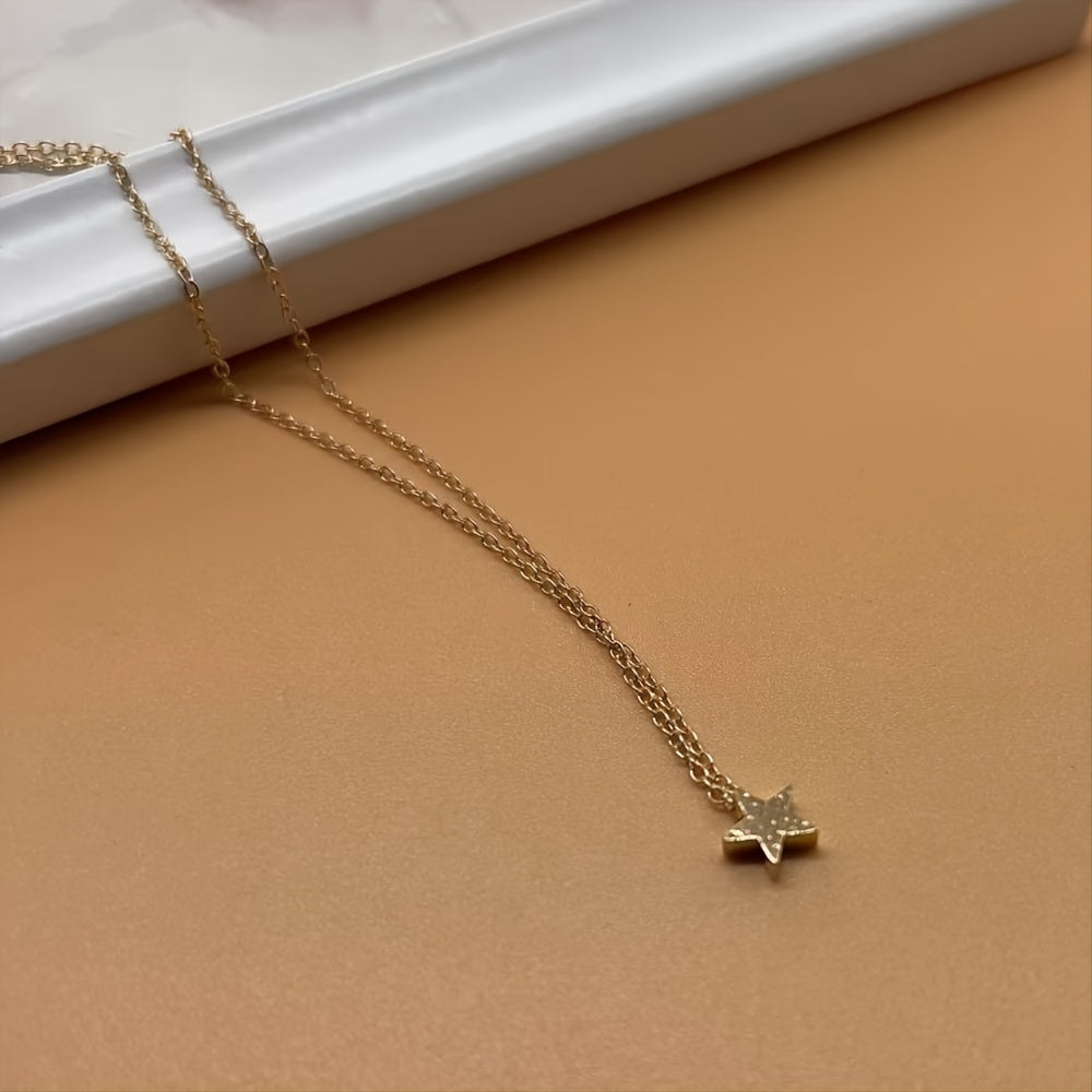 Golden Silver Star Pendant Alloy Necklace