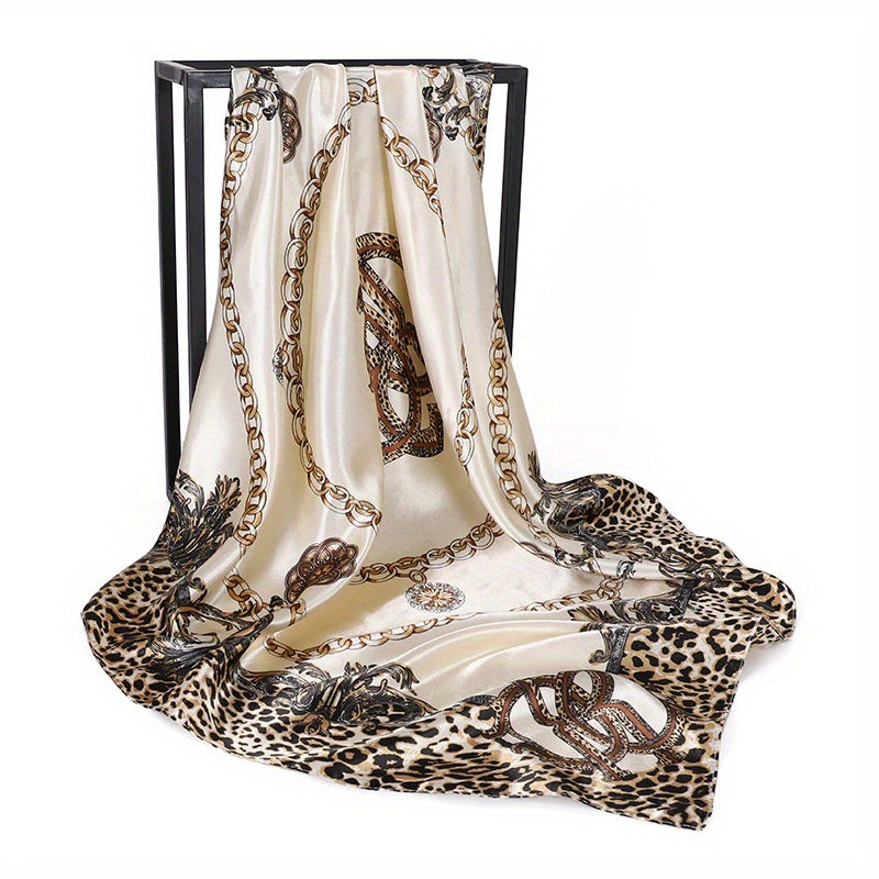 Leopard Chain Print Bandana Classic Satin Square Scarf