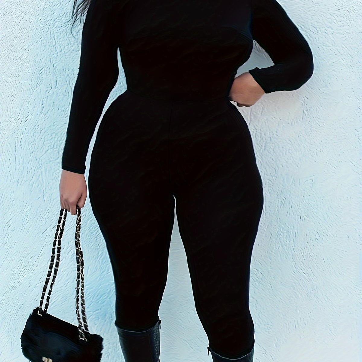  Women's Solid High Neck Jumpsuit