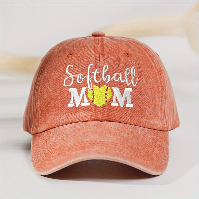 Softball Mom Distressed Dad Hat Embroidered Baseball Cap