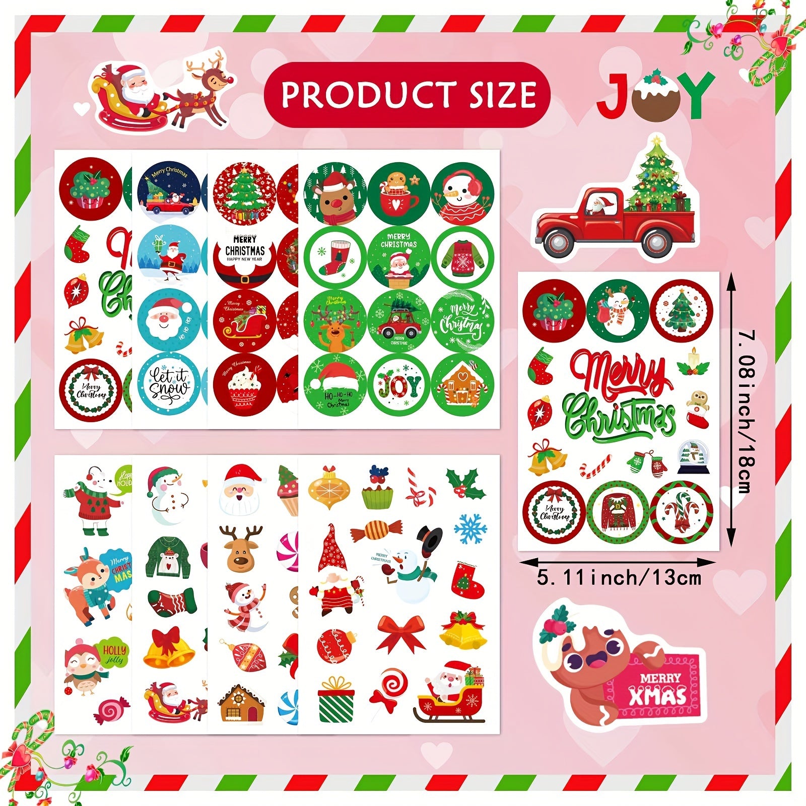 Christmas Theme Non Repeating Stickers Xmas Winter Holiday Party Stickers
