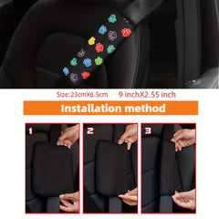 Colorful Dog Paw Print Car Seat Belt Shoulder Pad Cover