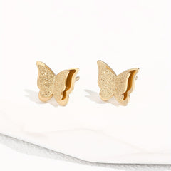 Double Layer Butterfly Stud Earrings Stainless Steel 14K Plated Casual Jewelry
