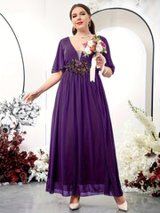 Floral Print Maxi Overlay Party Dress