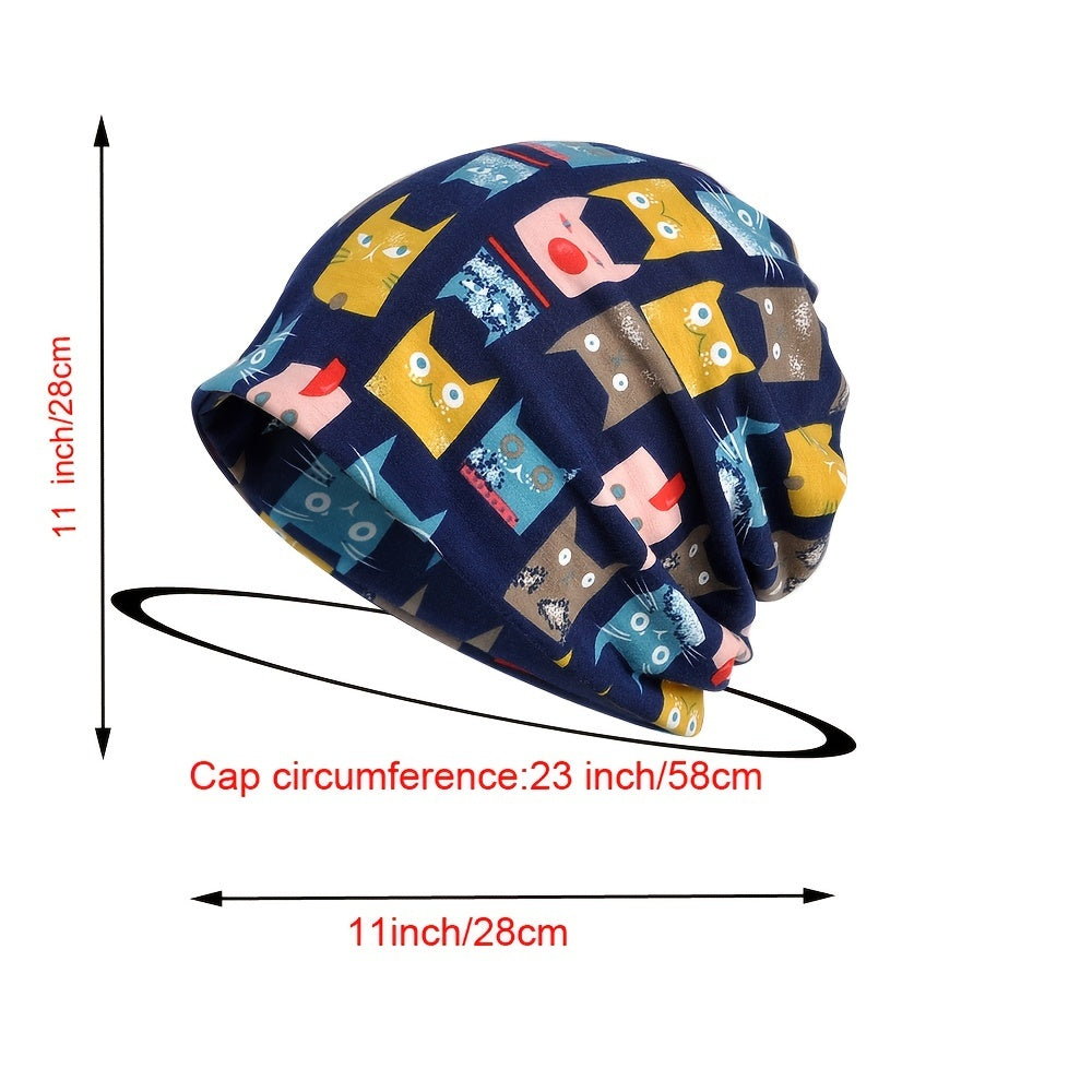 Women Baggy Beanie Hat Stretch Infinity Scarf Head Wrap Cap