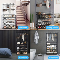 Multifunctional Coat Rack Bathroom Shelves Shoe Storage Coat Hooks