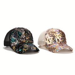 Sequin Sparkling Baseball Cap Y2K Cotton Sunscreen Sports Hat