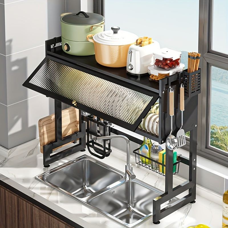 Above Sink Dish Drying Rack With Cover Space Saving Sink Rack