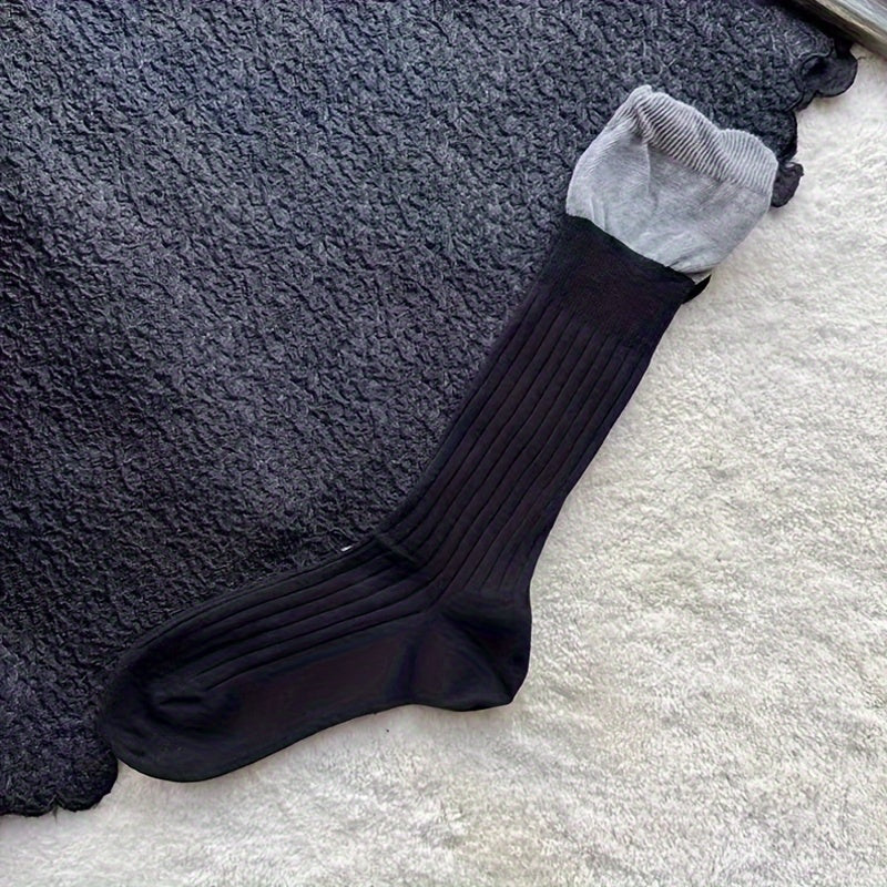 3 Pairs Colorblock Socks Comfy & Breathable Women's Stockings
