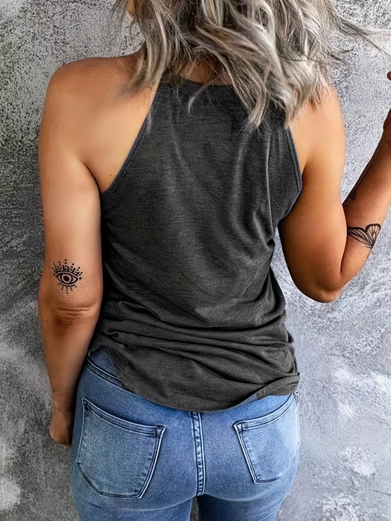 Coconut Tree Print Crew Neck Sleeveless Top