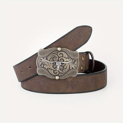 Embossed Leather Belt Vintage Casual Business Belt For Men