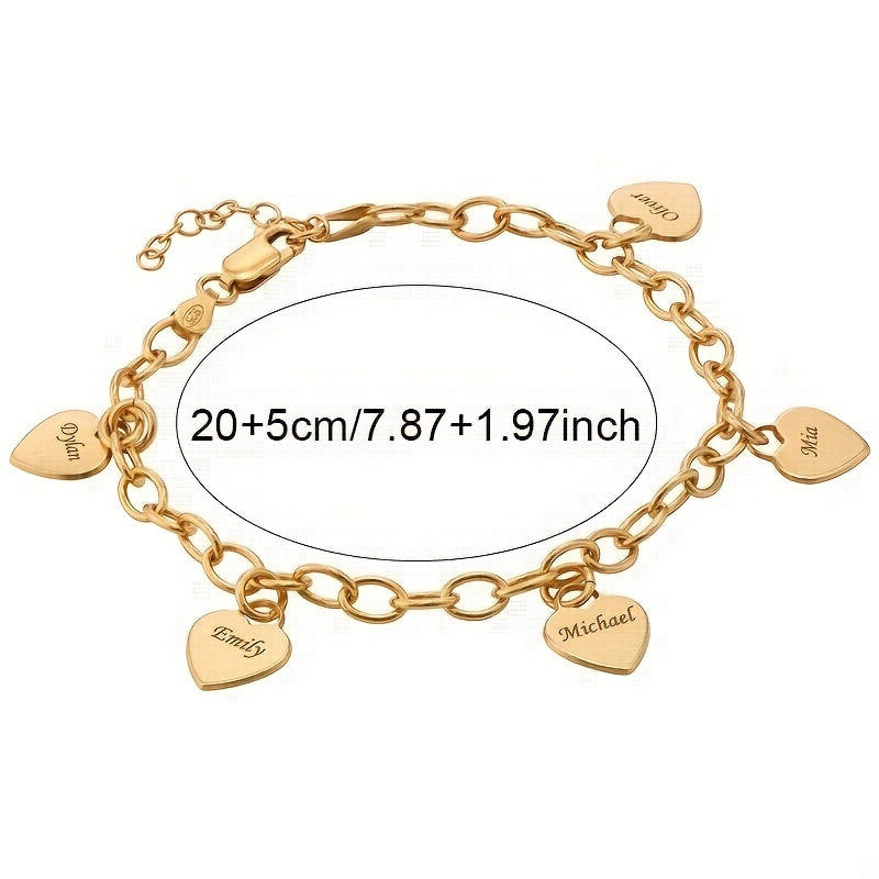 Personalized Heart Nameplate Bracelet Stainless Steel