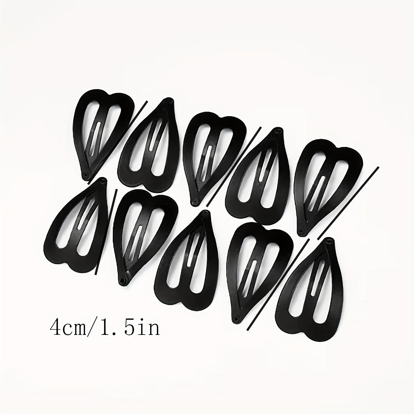 10pcs Solid Heart Barrette Metal Hair Clip Set