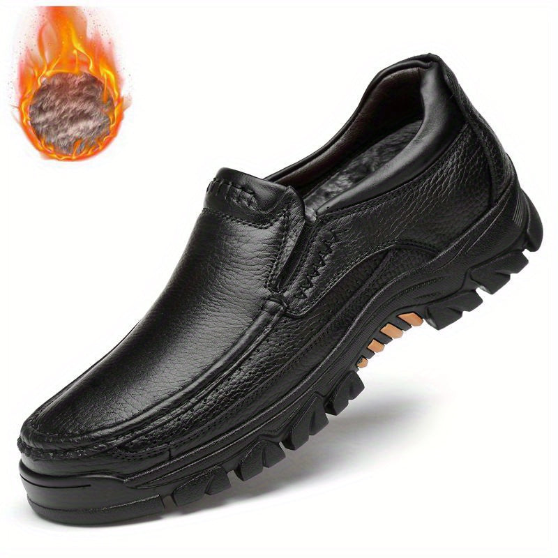 Men's Warm Slip On Leather Shoes for Traveling