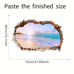 Dreamy Sky Waves Beach Wall Sticker 23.6x15.7inch