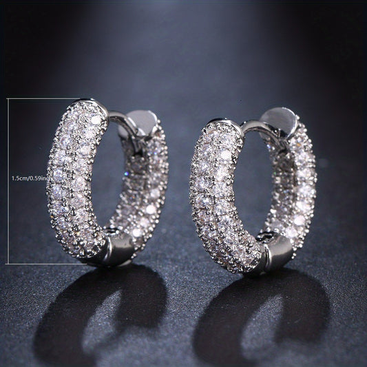 Men's Round Earrings with Artificial Diamond Zircon