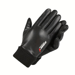 Waterproof PU Leather Cycling Gloves Winter Warm Sports Gloves