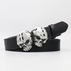 Men's Double Skulls PU Leather Belt