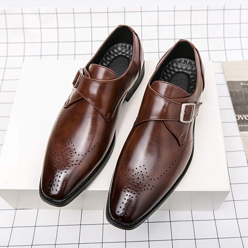 Men's Brogue Single Monk Strap Loafer Shoes