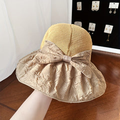 Bowknot Embossed Bucket Hat UV Protection
